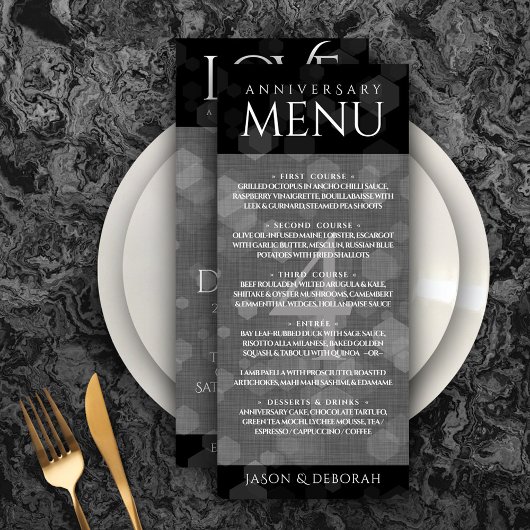 Menu Élégante fête du 4e anniversaire du Mariage de lin
