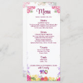 Menu Elégante Fête Florale 100e Anniversaire / 100 Ans (Devant / Derrière)