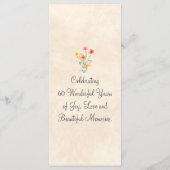 Menu Élégante Fleur 60 ans Fête Florale 60e anniversair (Dos)