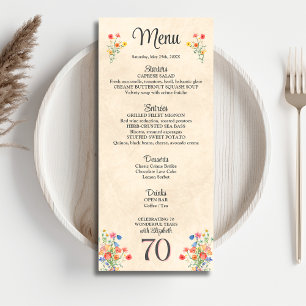 Menu Élégante Fleur 70 ans Fête Florale 70e anniversair