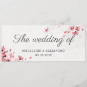 Menu Élégante fleur de cerisier rose mariage de (Dos)