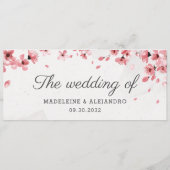 Menu Élégante fleur de cerisier rose mariage de (Dos)