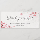 Menu Elégante fleur de cerisier rose trouvez votre sièg (Dos)