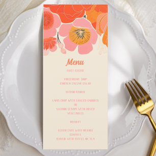 Menu Élégante fleur de coquelicot rose corail