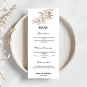 Menu Elégante Fleur de coton noir et blanc Mariage