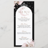 Menu Élégante Florales Roses Étoiles Lune Tiara Quincea (Devant)