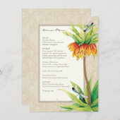 Menu Elégante Fritillaria n Dragonfly Formal Dinner Men (Devant / Derrière)