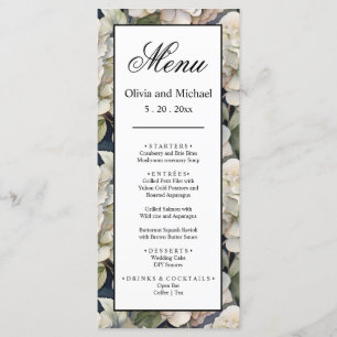 Menu Elégante ivoire rose pâle aquarelle rose vert flor