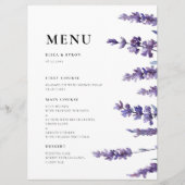 Menu Élégante lavande florale (Devant)