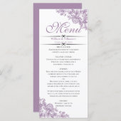 Menu Élégante Lavande sur mariage blanc (Devant / Derrière)