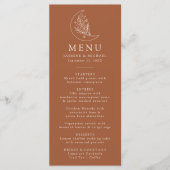 Menu Élégante Lune et Étoiles Mariage en terre cuite (Devant)