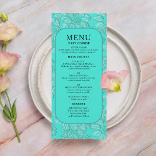 Menu Elégante marguerite romantique Floral Turquoise Ma