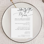 Menu Elégante olive. Mariage italien botanique délicat<br><div class="desc">Menu délicat de mariage italien botanique noir et blanc avec un élégant script et branche d'olivier. Convient pour l'anniversaire,  l'anniversaire et toute autre fête. Veuillez me contacter si vous avez besoin d'autres articles.</div>