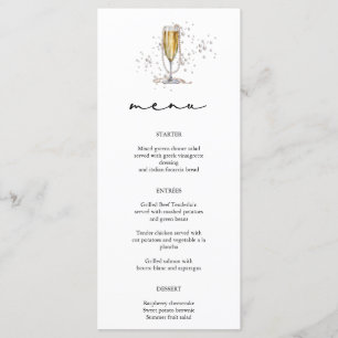 Menu Elégante perles d'aquarelle et Fête des mariées de