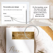 Menu Élégante personnalisation avec nom de l'invité bla