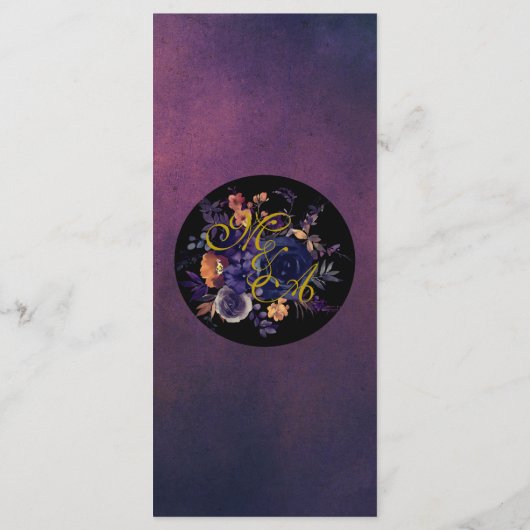 Menu Elégante Réception d'automne foncé fleuri violet (Dos)