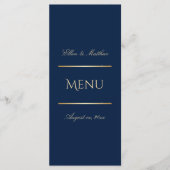 Menu Elégante Réception de mariage bleu et or de la Mar (Devant)