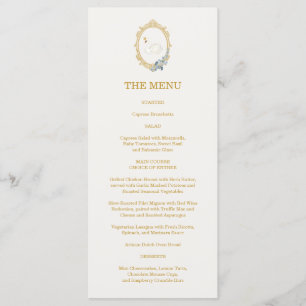 Menu Élégante réception de mariage bleu et or de l'ère