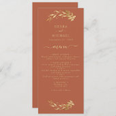 Menu Elégante Réception de mariage en or en terre cuite (Devant / Derrière)