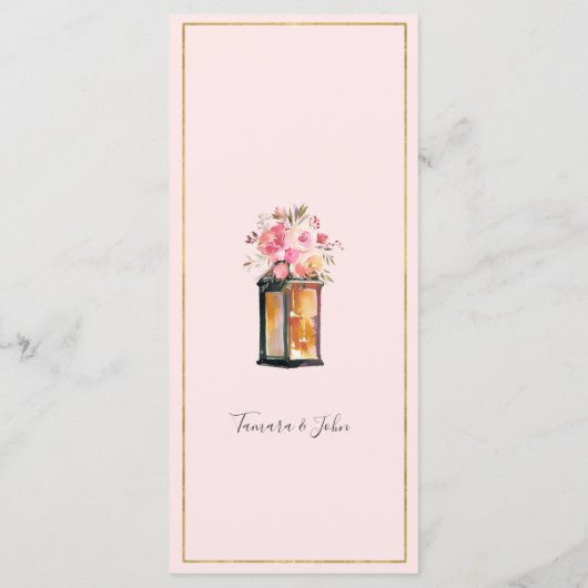 Menu Elégante Réception Rose Gold Floral Lanterns (Dos)