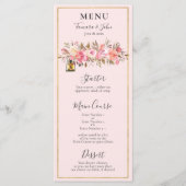 Menu Elégante Réception Rose Gold Floral Lanterns (Devant)