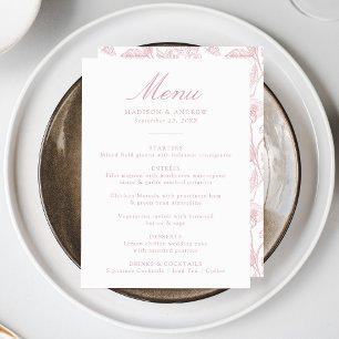Menu Élégante Rose Chinoiserie Floral Victorian Mariage