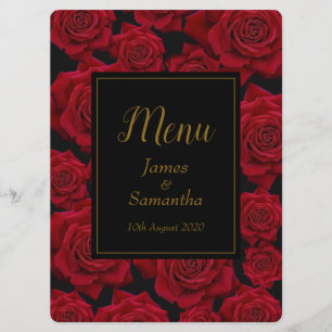 Menu Élégante Rose rouge - Mariage