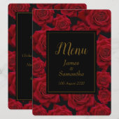 Menu Élégante Rose rouge - Mariage (Devant / Derrière)