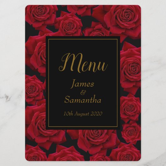 Menu Élégante Rose rouge - Mariage (Devant)