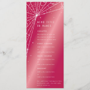 Menu Élégante Toile d'Araignée Diamant Rose Chaud Plate