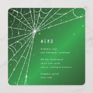 Menu Élégante Toile d'Araignée Diamant Vert Carré/Rond