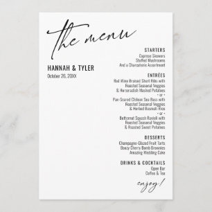 Menu Élégante Typographie contemporaine simple Noir Bla