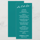 Menu Élégante Typographie contemporaine simple Turquois (Devant / Derrière)