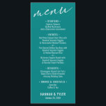 Menu Élégante Typographie contemporaine simple Turquois<br><div class="desc">La distinction de cette suite est due à la police d'écriture contemporaine utilisée pour les phrases d'accent. Dans cette pièce spécifique, cette élégante police de caractères a été utilisée pour créer un graphique qui se contente de lire "menu" en haut. Utilisez les champs modèle pour ajouter vos données personnelles. L'arrière...</div>