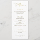 Menu Élégante Typographie Or Script Mariage Dîner (Devant)