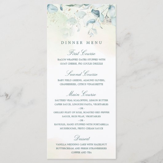 Menu Elégante verdure Eucalyptus Mariage (Devant)