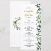 Menu Elégante verdure feuille Mariage (Devant / Derrière)