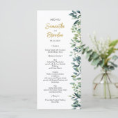 Menu Elégante verdure feuille Mariage (Debout devant)