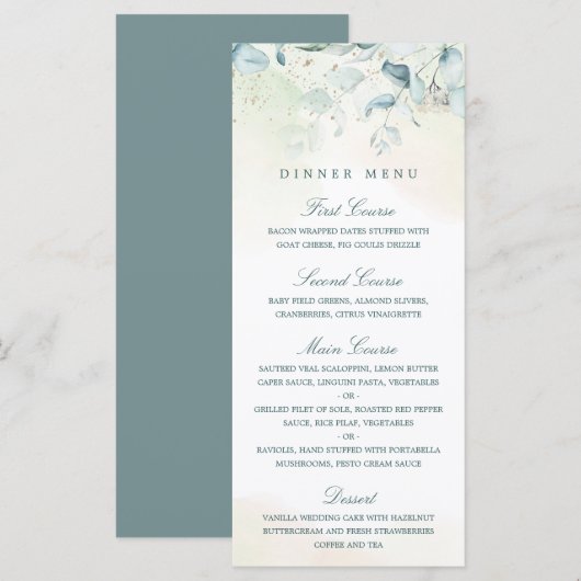 Menu Élégante verdure Mariage au eucalyptus (Devant / Derrière)