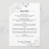 Menu Élégantes Boucles Argentées sur Mariage Chic Blanc (Devant)