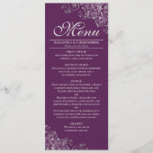 Menu Elégantes boucles d'argent sur Plum violet Mariage (Devant)