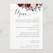 Menu Élégantes fleurs roses roses. Mariage fleuri du ja (Devant)