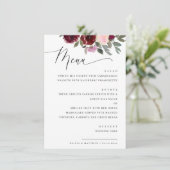 Menu Élégantes fleurs roses roses. Mariage fleuri du ja (Debout devant)