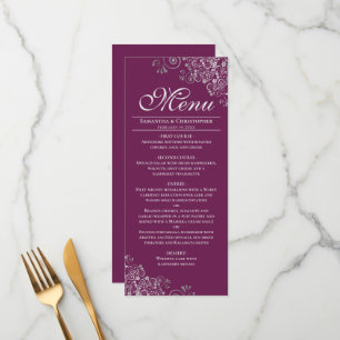 Menu Elégantes frites d'argent sur Magenta ou Mariage B