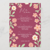 Menu Elegent Floral Pink Border Minimal  (Devant)