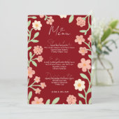 Menu Elegent Floral Red Pink Border Minimal  (Debout devant)