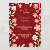 Menu Elegent Floral Red Pink Border Minimal  (Devant)