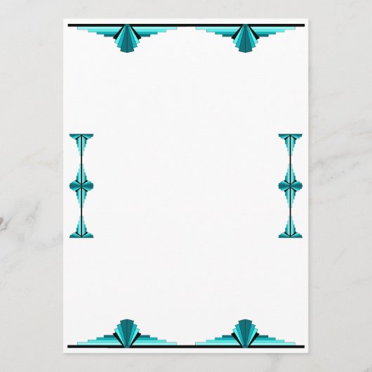 Menu Éléments Art déco en vert cyan (Dos)