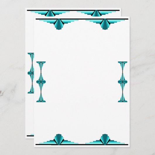 Menu Éléments Art déco en vert cyan (Devant / Derrière)