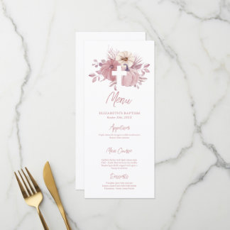 Menu Élevé Baptême Fille Automne Citrouille Croix